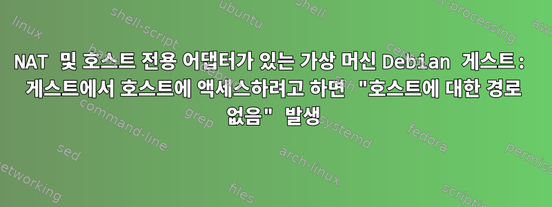 NAT 및 호스트 전용 어댑터가 있는 가상 머신 Debian 게스트: 게스트에서 호스트에 액세스하려고 하면 "호스트에 대한 경로 없음" 발생