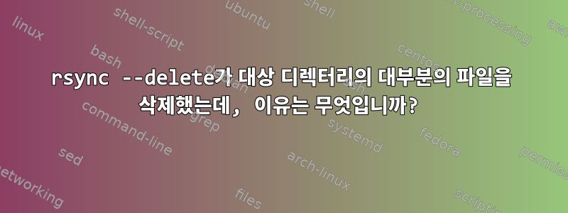 rsync --delete가 대상 디렉터리의 대부분의 파일을 삭제했는데, 이유는 무엇입니까?