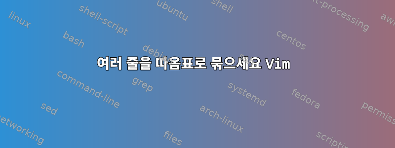 여러 줄을 따옴표로 묶으세요 Vim