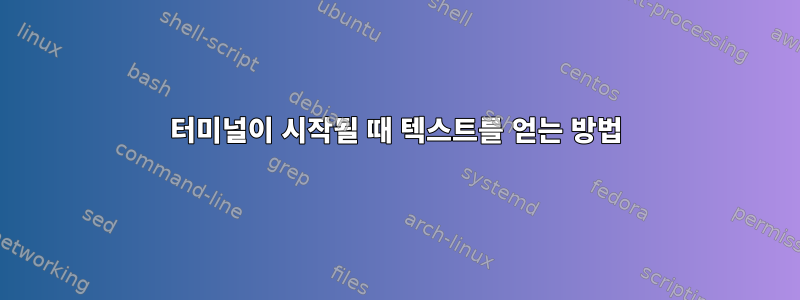 터미널이 시작될 때 텍스트를 얻는 방법