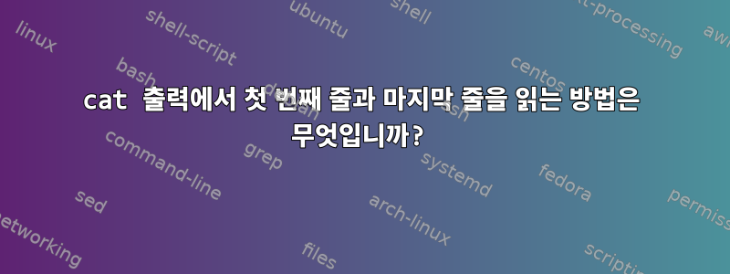 cat 출력에서 ​​첫 번째 줄과 마지막 줄을 읽는 방법은 무엇입니까?