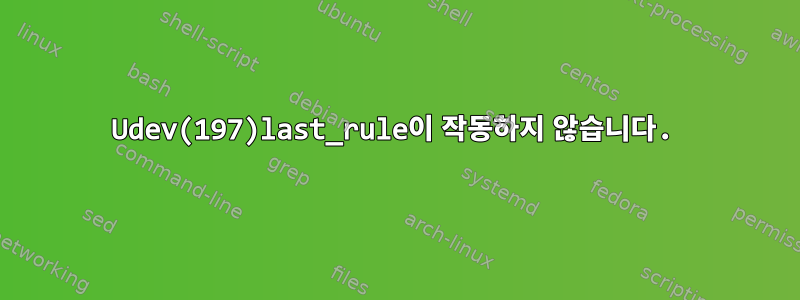 Udev(197)last_rule이 작동하지 않습니다.