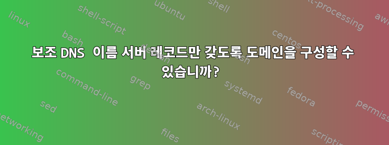 보조 DNS 이름 서버 레코드만 갖도록 도메인을 구성할 수 있습니까?