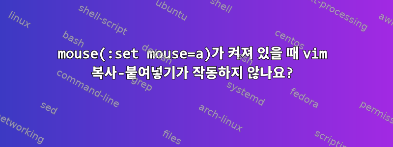 mouse(:set mouse=a)가 켜져 있을 때 vim 복사-붙여넣기가 작동하지 않나요?