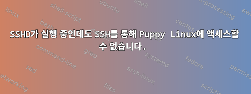 SSHD가 실행 중인데도 SSH를 통해 Puppy Linux에 액세스할 수 없습니다.