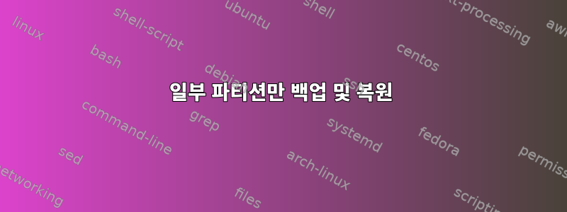 일부 파티션만 백업 및 복원