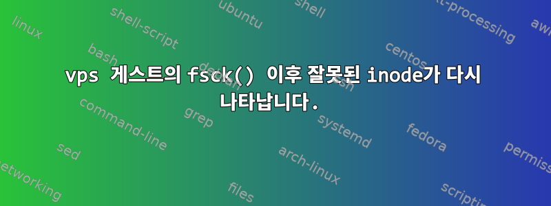 vps 게스트의 fsck() 이후 잘못된 inode가 다시 나타납니다.