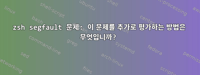 zsh segfault 문제: 이 문제를 추가로 평가하는 방법은 무엇입니까?