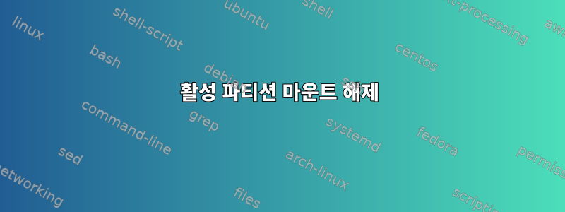 활성 파티션 마운트 해제