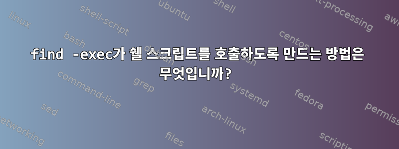 find -exec가 쉘 스크립트를 호출하도록 만드는 방법은 무엇입니까?