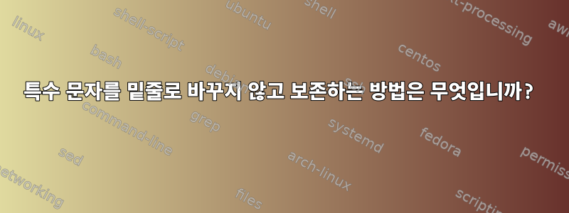 특수 문자를 밑줄로 바꾸지 않고 보존하는 방법은 무엇입니까?