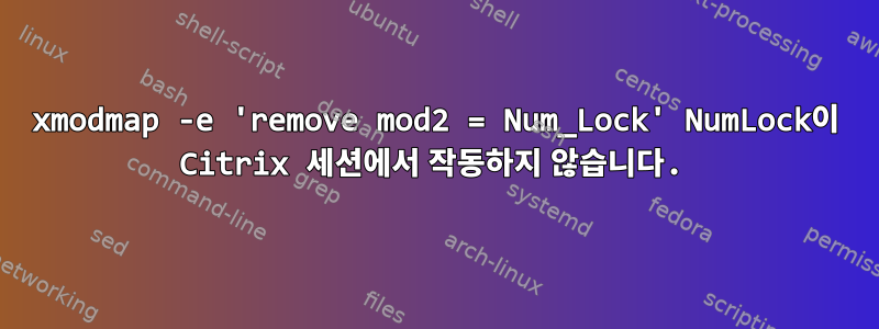 xmodmap -e 'remove mod2 = Num_Lock' NumLock이 Citrix 세션에서 작동하지 않습니다.