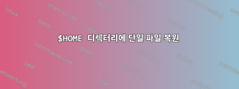 $HOME 디렉터리에 단일 파일 복원