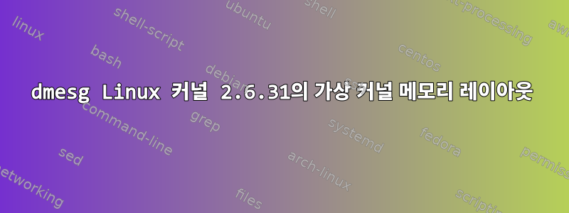 dmesg Linux 커널 2.6.31의 가상 커널 메모리 레이아웃