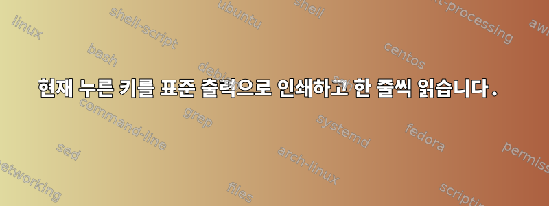 현재 누른 키를 표준 출력으로 인쇄하고 한 줄씩 읽습니다.