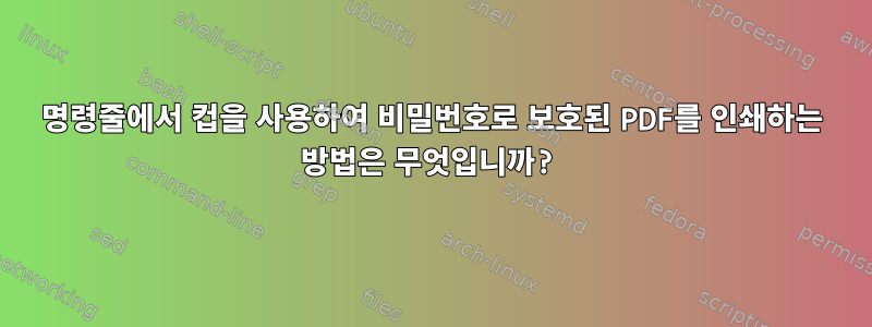 명령줄에서 컵을 사용하여 비밀번호로 보호된 PDF를 인쇄하는 방법은 무엇입니까?