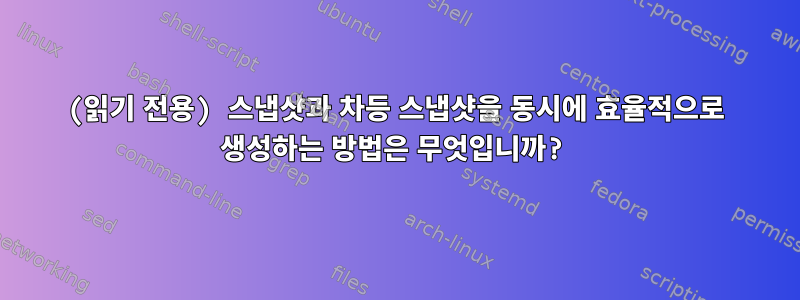 (읽기 전용) 스냅샷과 차등 스냅샷을 동시에 효율적으로 생성하는 방법은 무엇입니까?