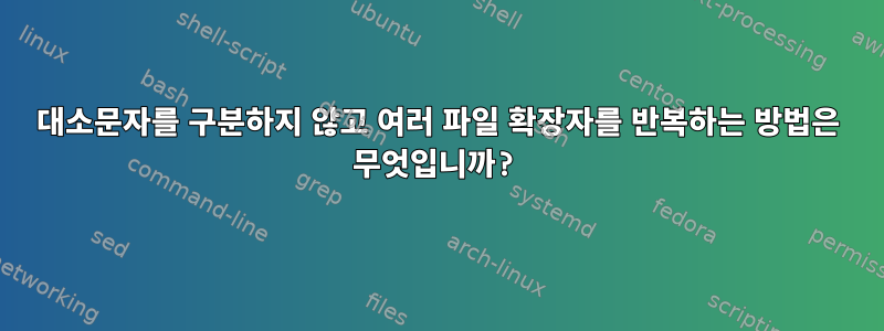 대소문자를 구분하지 않고 여러 파일 확장자를 반복하는 방법은 무엇입니까?