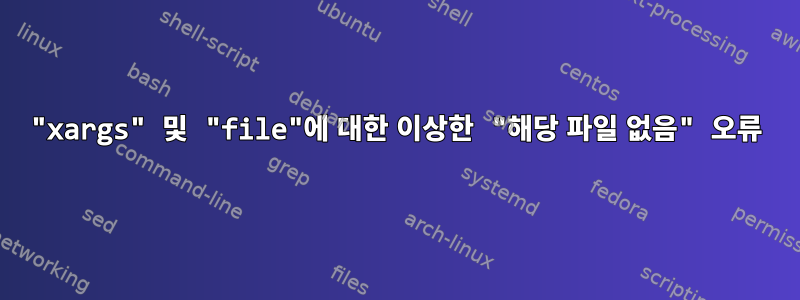 "xargs" 및 "file"에 대한 이상한 "해당 파일 없음" 오류