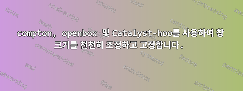 compton, openbox 및 Catalyst-hoo를 사용하여 창 크기를 천천히 조정하고 고정합니다.