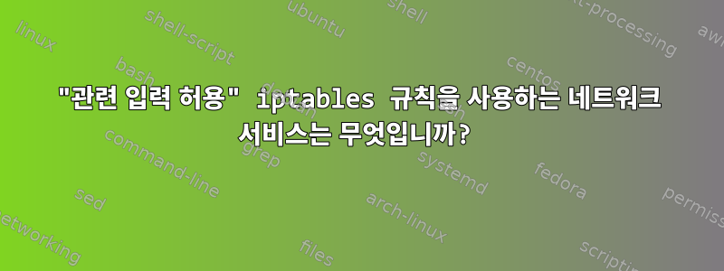 "관련 입력 허용" iptables 규칙을 사용하는 네트워크 서비스는 무엇입니까?