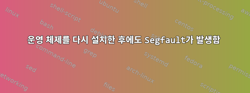 운영 체제를 다시 설치한 후에도 Segfault가 발생함