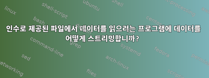 인수로 제공된 파일에서 데이터를 읽으려는 프로그램에 데이터를 어떻게 스트리밍합니까?