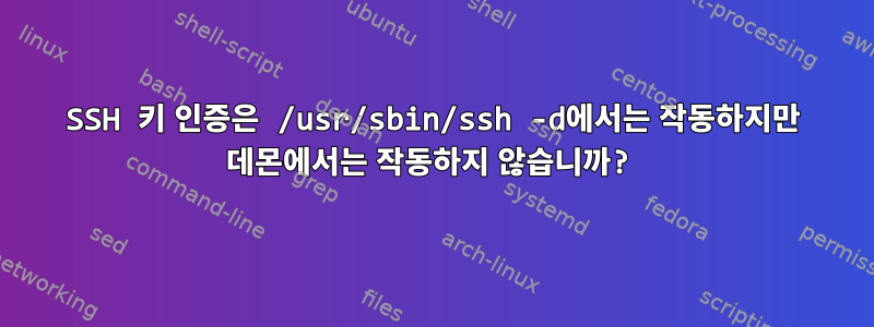 SSH 키 인증은 /usr/sbin/ssh -d에서는 작동하지만 데몬에서는 작동하지 않습니까?