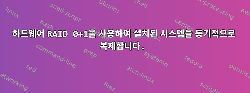 하드웨어 RAID 0+1을 사용하여 설치된 시스템을 동기적으로 복제합니다.