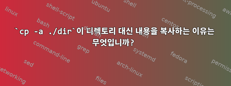 `cp -a ./dir`이 디렉토리 대신 내용을 복사하는 이유는 무엇입니까?