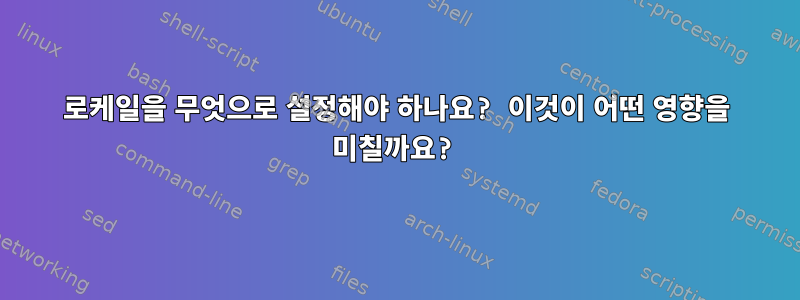 로케일을 무엇으로 설정해야 하나요? 이것이 어떤 영향을 미칠까요?