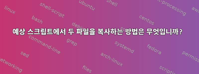 예상 스크립트에서 두 파일을 복사하는 방법은 무엇입니까?