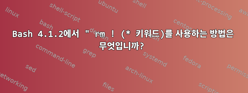 Bash 4.1.2에서 " rm ! (* 키워드)를 사용하는 방법은 무엇입니까?