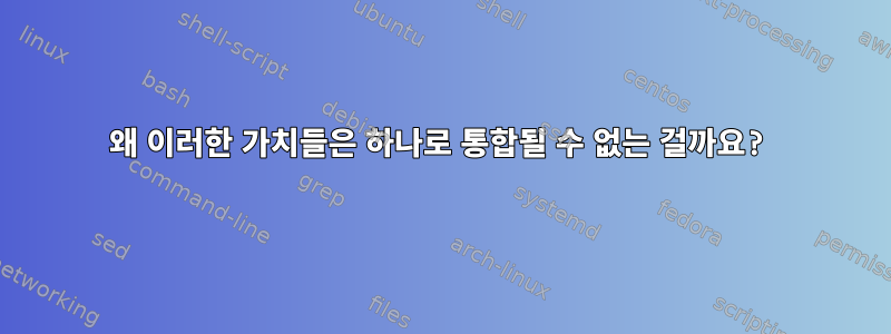 왜 이러한 가치들은 하나로 통합될 수 없는 걸까요?