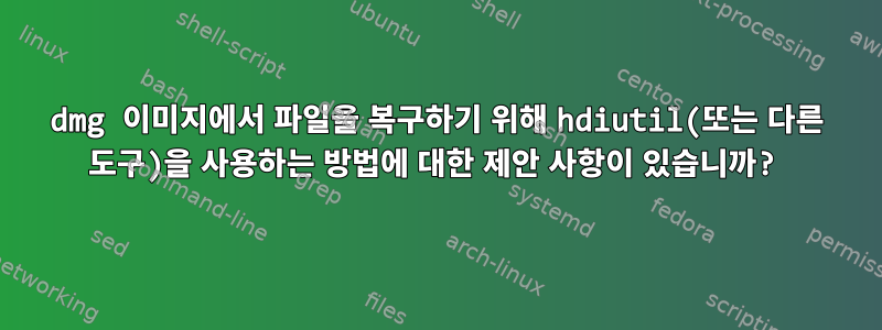 dmg 이미지에서 파일을 복구하기 위해 hdiutil(또는 다른 도구)을 사용하는 방법에 대한 제안 사항이 있습니까?