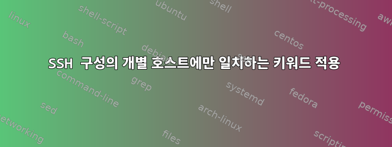 SSH 구성의 개별 호스트에만 일치하는 키워드 적용