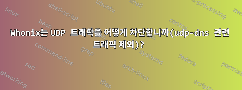 Whonix는 UDP 트래픽을 어떻게 차단합니까(udp-dns 관련 트래픽 제외)?