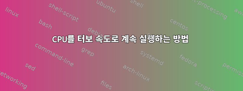 CPU를 터보 속도로 계속 실행하는 방법