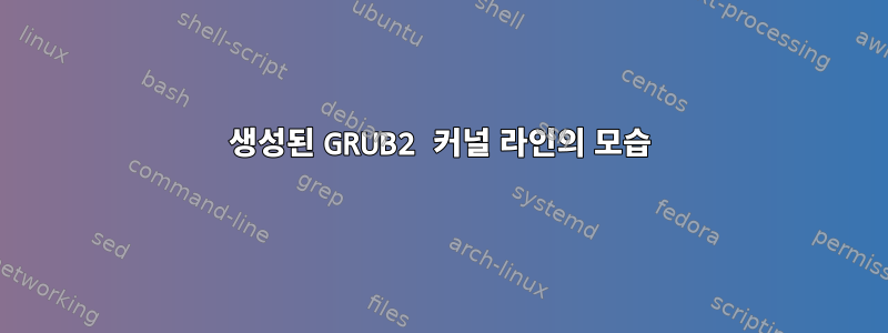 생성된 GRUB2 커널 라인의 모습