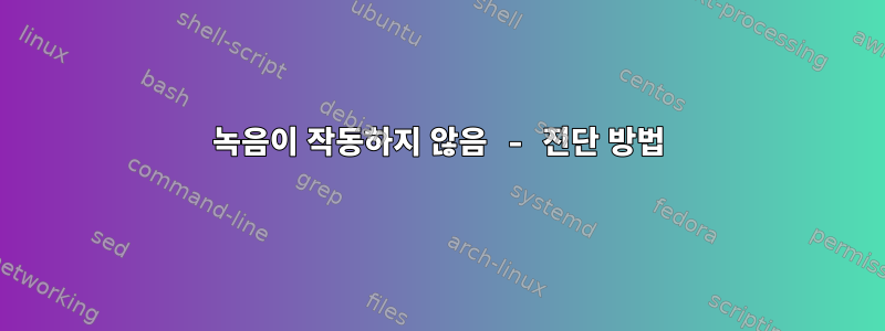 녹음이 작동하지 않음 - 진단 방법