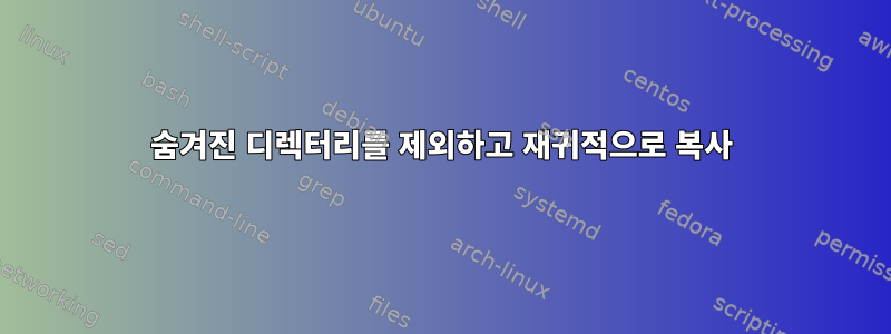 숨겨진 디렉터리를 제외하고 재귀적으로 복사