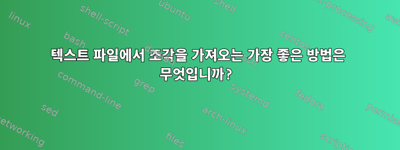 텍스트 파일에서 조각을 가져오는 가장 좋은 방법은 무엇입니까?