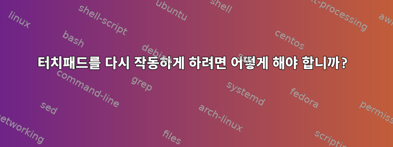 터치패드를 다시 작동하게 하려면 어떻게 해야 합니까?