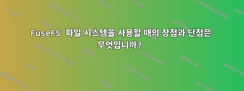 FuseFS 파일 시스템을 사용할 때의 장점과 단점은 무엇입니까?