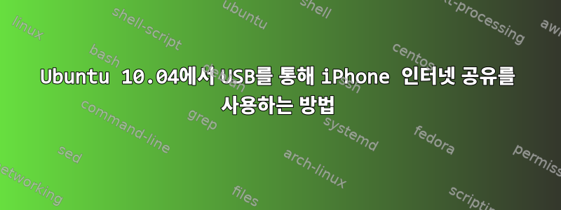 Ubuntu 10.04에서 USB를 통해 iPhone 인터넷 공유를 사용하는 방법