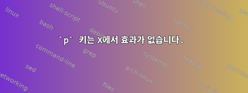 `p` 키는 X에서 효과가 없습니다.