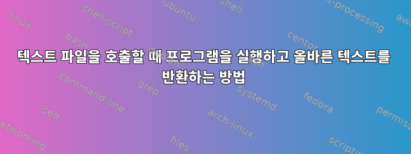 텍스트 파일을 호출할 때 프로그램을 실행하고 올바른 텍스트를 반환하는 방법