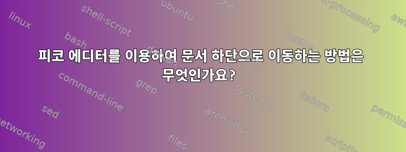 피코 에디터를 이용하여 문서 하단으로 이동하는 방법은 무엇인가요?