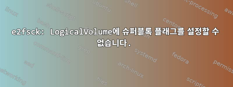 e2fsck: LogicalVolume에 슈퍼블록 플래그를 설정할 수 없습니다.