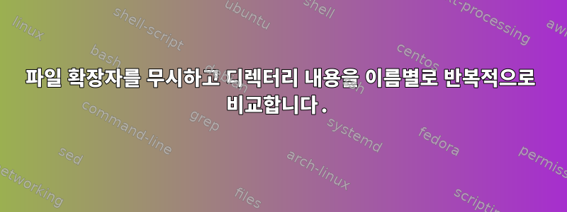 파일 확장자를 무시하고 디렉터리 내용을 이름별로 반복적으로 비교합니다.